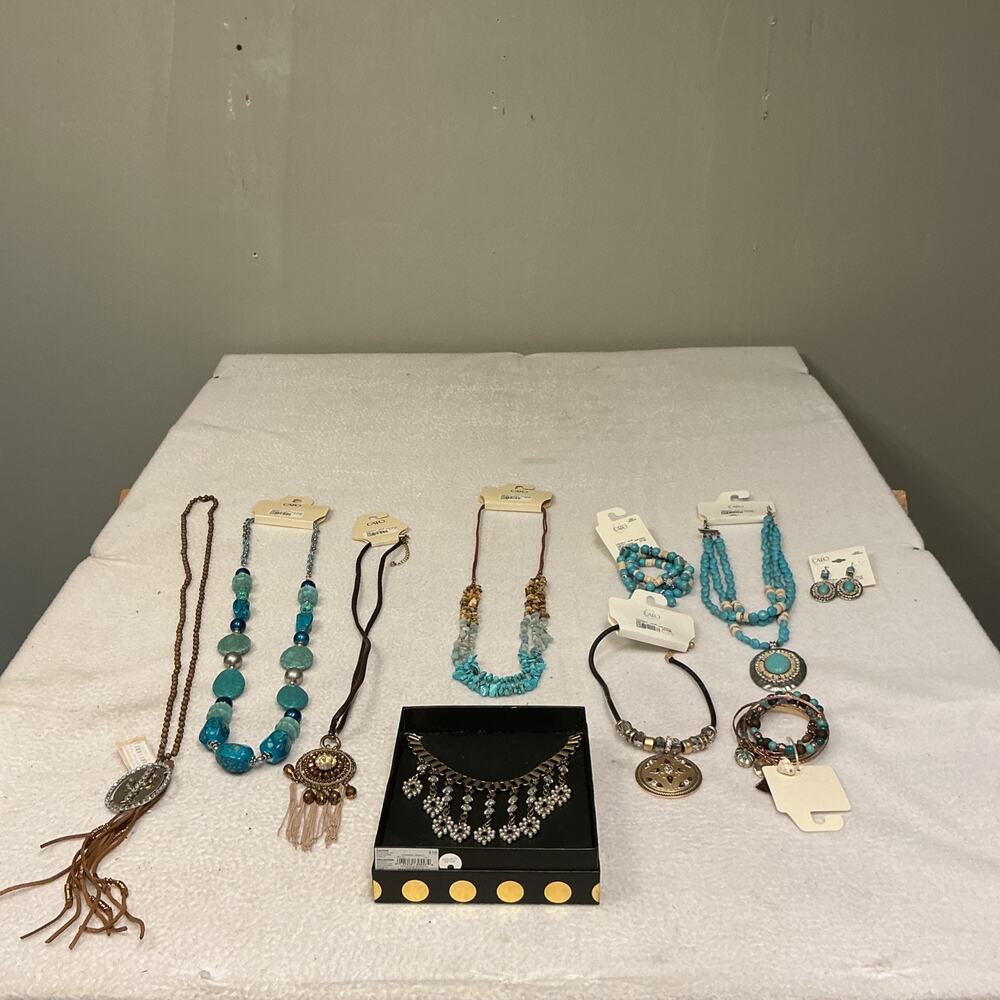 Cato Mixed Jewelry Lot Blue ,brown ClearStones Necklaces Earrings Bracelets3502